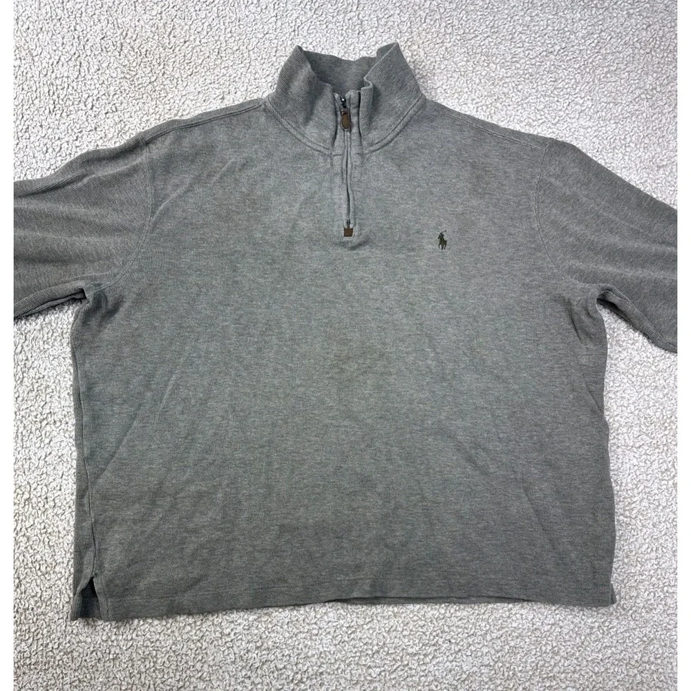 Polo Ralph Lauren Mens Quarter-zip Pullover Brown Sweater XL 100% Cotton 1/4 Zip